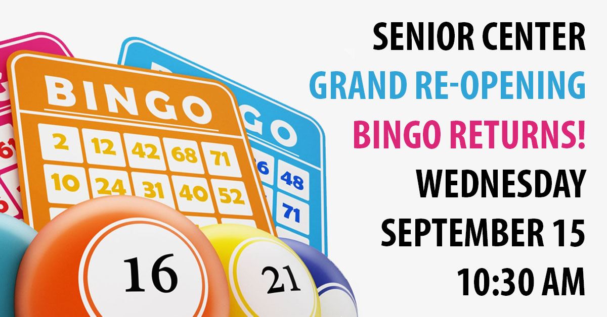 Senior Center Grand Re-Opening on September 15 at 10:30 a.m.