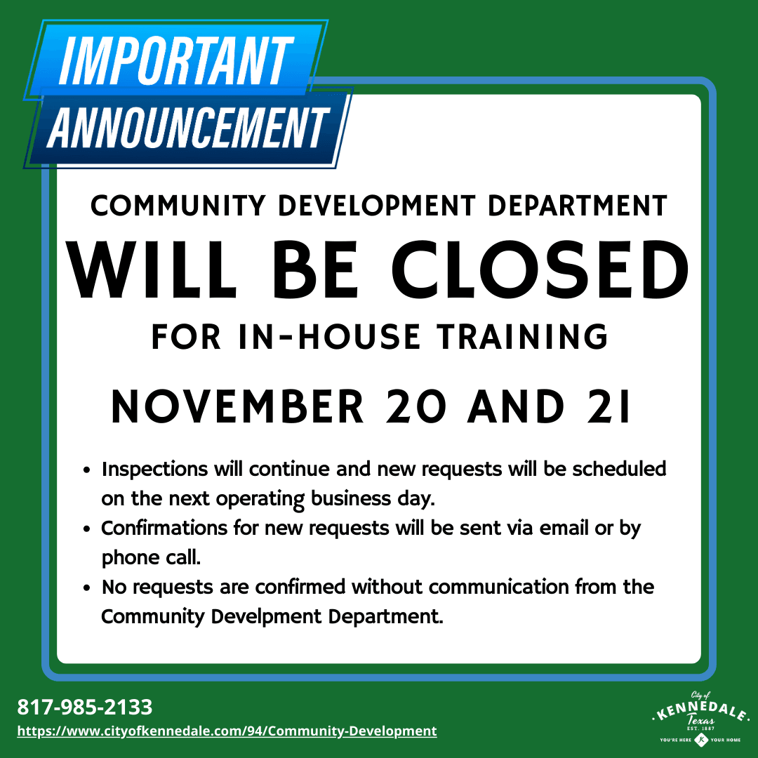 Community Development closed for training