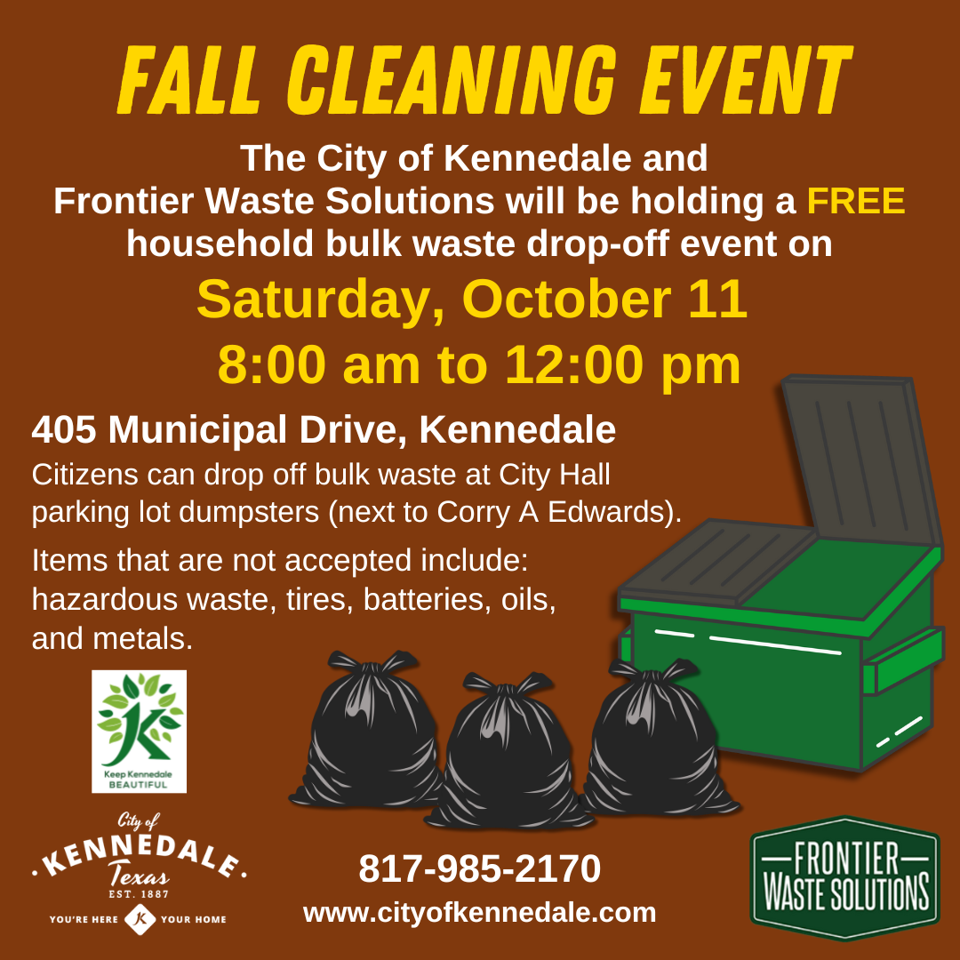 Fall Cleaning Event Oct 11, 8am to noon